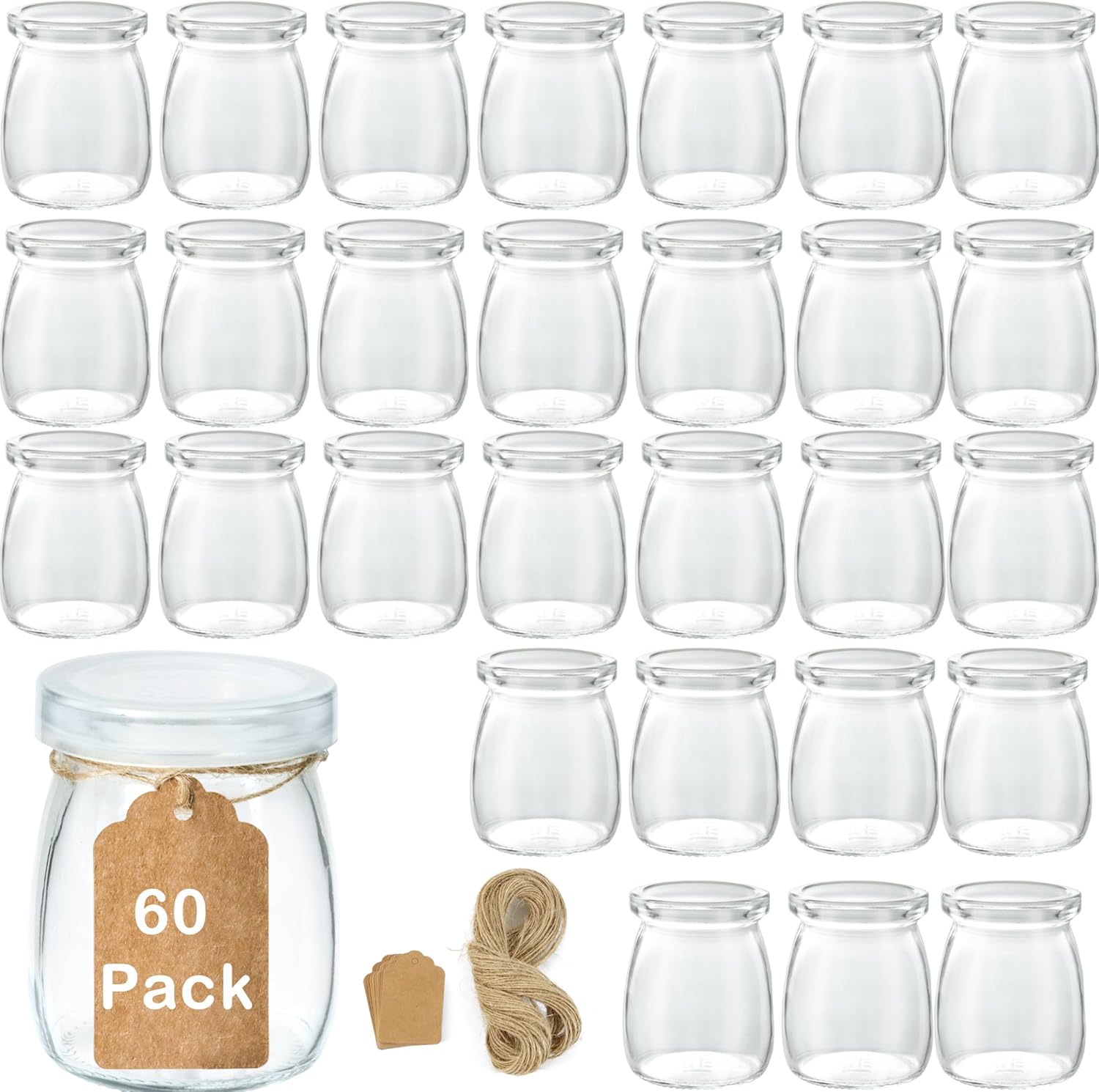 Mini Pudding Jars 60Pack, 3.4 oz Glass Favor Jar with Lids, Candle jars,Yogurt Containers with Lids, Mason Jar,Bath Salt Jars Wedding Favors Honey Pot-Velvo Beauty