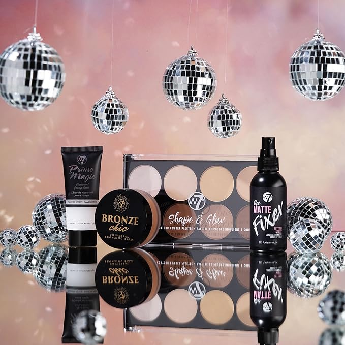 W7 Shape & Glow Makeup Set - Matte Finish - 4 Piece Set - Bronze, Contour & Secure-Velvo Beauty