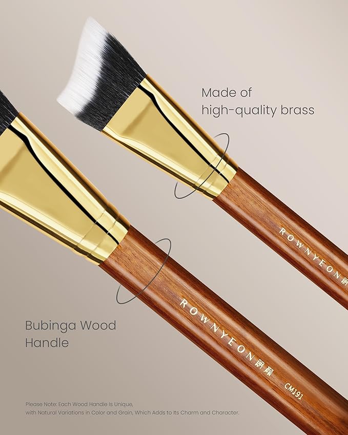 Desert Oak Series Terraced Contour Brush - 27mm Dual-Height Design with 5mm Flat Edge & 22mm Slope for Precision Sculpting, Bubinga & Brass (CM 191)-Velvo Beauty