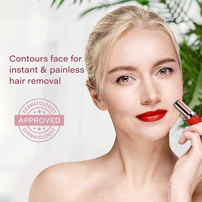 Facial Hair Removal for Women | Electric Razor Device Small Mustache Dermaplaning Remover Tools Tweezers Epilator Trimmer Face Dermaplane Shavers Beauty Gadgets Set Accessories by VISOFO (Rubin)-Velvo Beauty