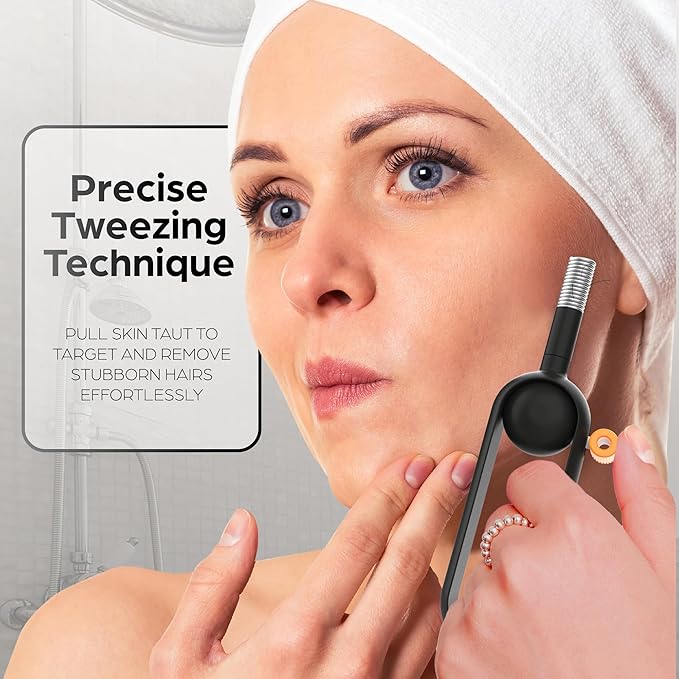 Epilady Precision Coil Tweezer, Facial Hair Remover with Ergonomic Design, Hair-Removal Tool for Upper Lip, Chin, and Face, Portable Tweezers for Facial Hair-Velvo Beauty
