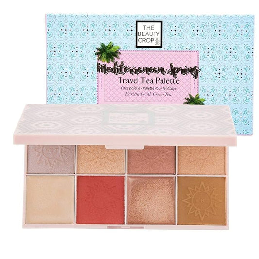 The Beauty Crop - Travel Tea Face Palette - Mediterranean Spring | Highly Pigmented Shades | Richly Toned Palette | Comes in Matte, Creamy, Metallic & Glitter Finish | Long Wearing | Cruelty Free-Velvo Beauty