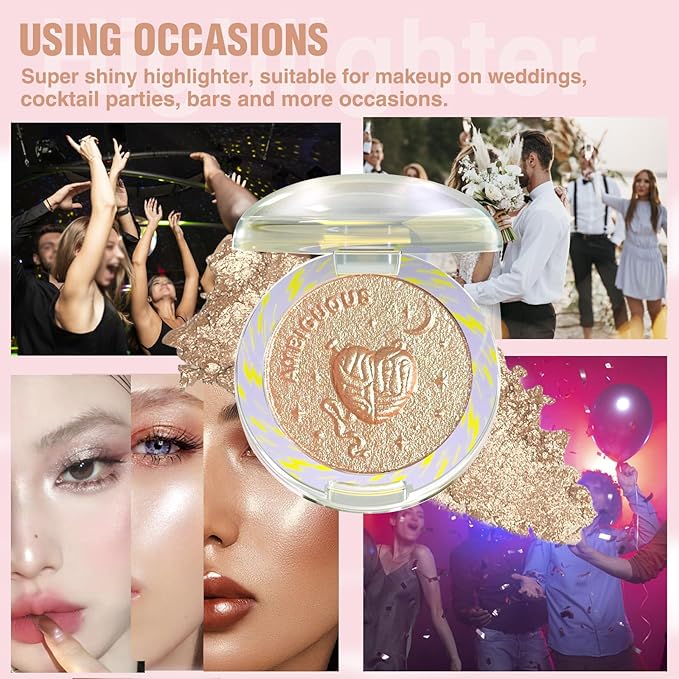 Glitter Sparkly Face Highlighter Makeup Palette Shimmer Radiant Glow Illuminator Iluminadores Palette 6g (02 Twilight Champagne)-Velvo Beauty