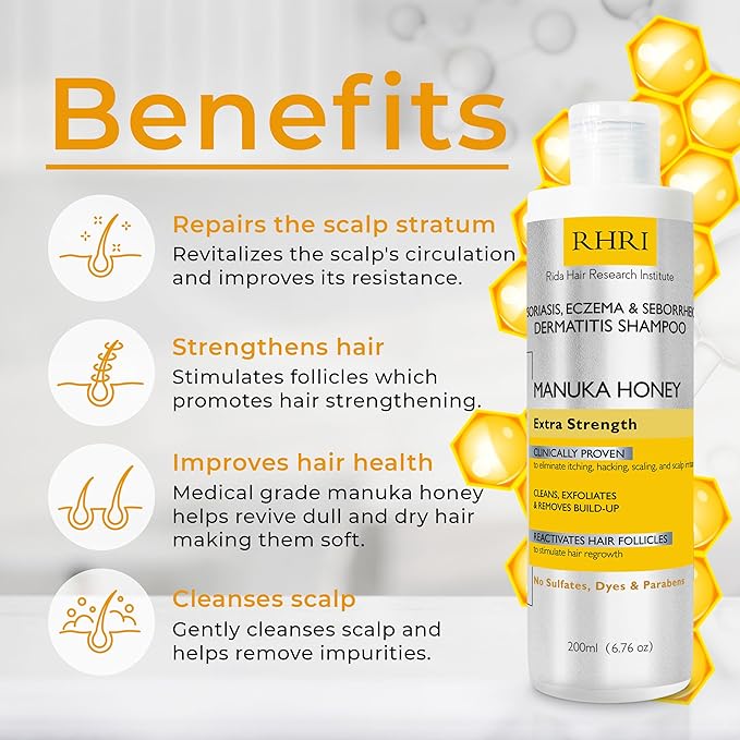 Psoriasis Shampoo for Men & Women | Itchy Scalp Treatment with Manuka Honey | Best for Eczema, Seborrheic Dermatitis, Ringworm & Folliculitis Scalp Treatment-Velvo Beauty
