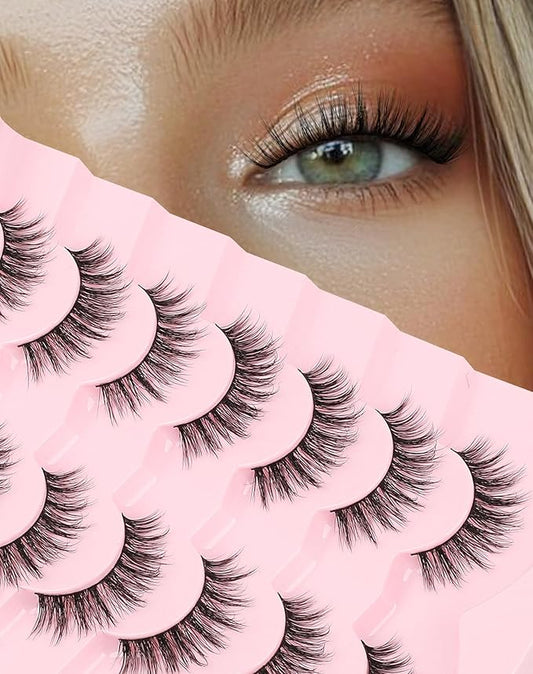 Lashes Natural Look Wispy Spiky Eyelashes Everyday False Lash Soft Strip Eyelashes Fluffy 7 Pairs D78-Velvo Beauty
