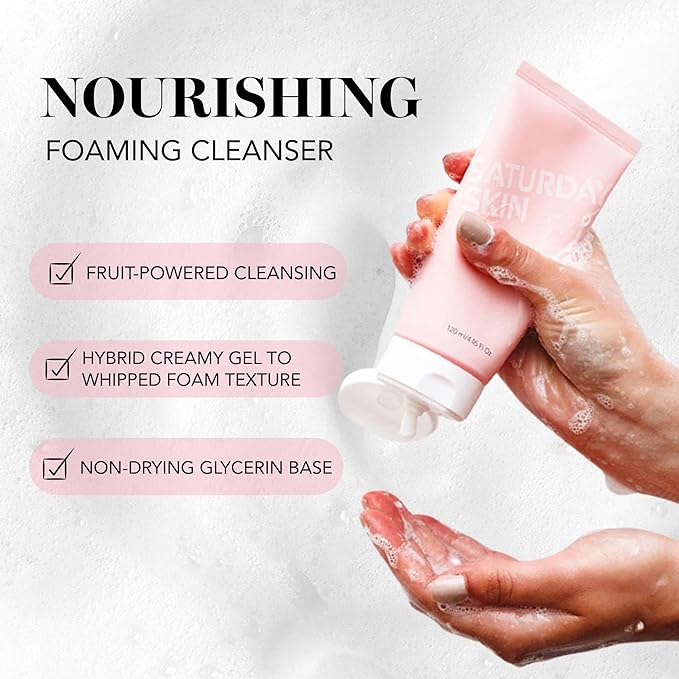 Saturday Skin Face Cleanser Hydrating Foam Cleanser Natural ingredients Anti-aging | Makeup Remover and Face Wash | Fragrance Free Ideal for Sensitive, Dry Skin Korean Skincare-Velvo Beauty