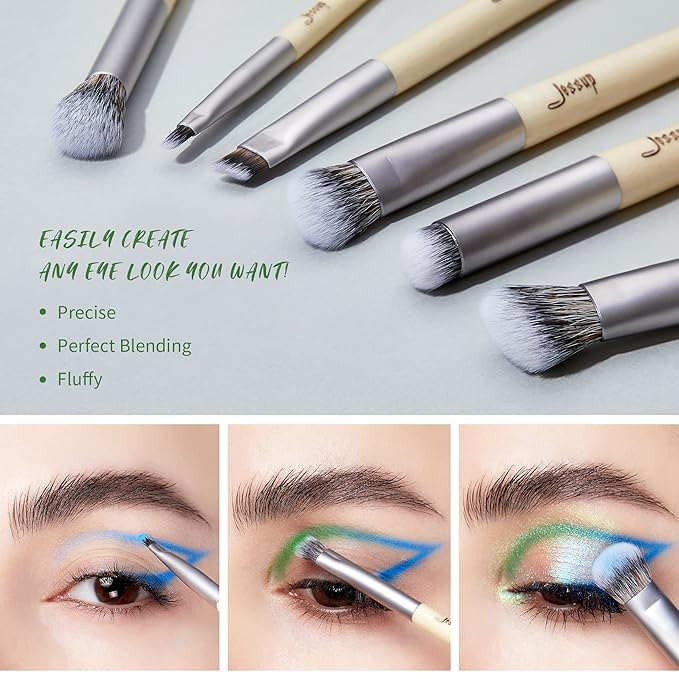 Jessup Vegan Makeup Brushes Set Premium Synthetic Powder Foundation Highlight Concealer Eyeshadow Blending Eyebrow Liner Spoolie Brush Set Burlywood 12pcs T327-Velvo Beauty