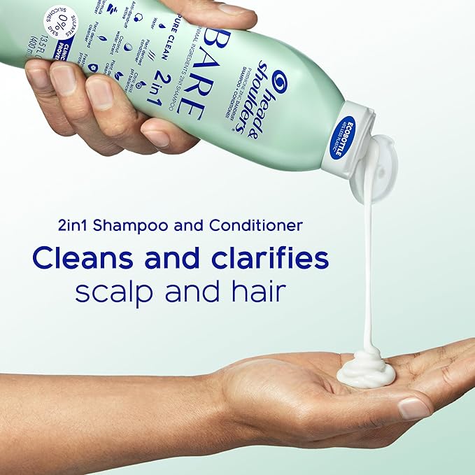 Head & Shoulders BARE 2-in-1 Dandruff Shampoo And Conditioner Twin Pack, Pure Clean, Sulfate-Free, Silicone-Free, Dye-Free, Eco-Friendly Bottles, Safe for All Hair Types, 13.5 Fl Oz Each (Set of 2)-Velvo Beauty