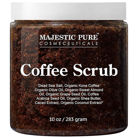 MAJESTIC PURE Arabica Coffee Scrub - All Natural Exfoliating Body Scrub for Skin Care, Stretch Marks, Acne & Cellulite, Reduce the Look of Spider Veins, Eczema, Age Spots & Varicose Veins - 10 Ounces-Velvo Beauty