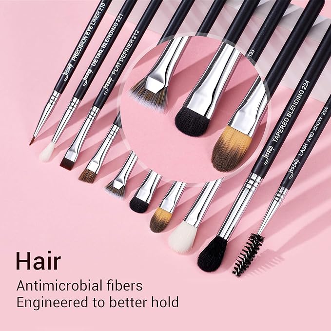 Jessup Eye Makeup Brushes 10 pcs, Premium Synthetic Eyeshadow Blending Concealer Eyebrow Eyeliner Brush Set T315-Velvo Beauty