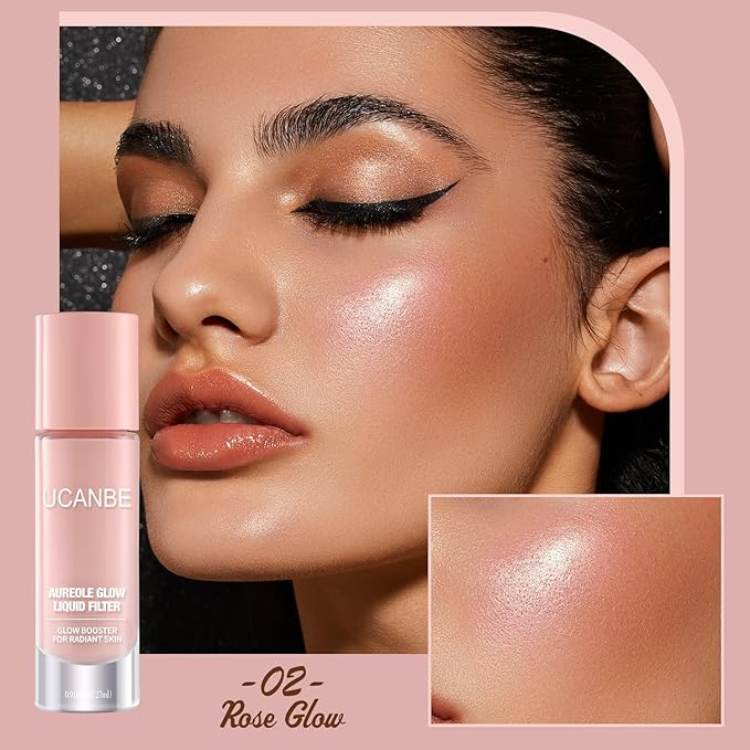 UCANBE Halo Glow Liquid Filter, Face Complexion Booster For Radiant Skin All Day Longwear, Soft-Focus Look Sodium Hyaluronate Vegan & Cruelty-Free - 0.91OZ Rose Glow-Velvo Beauty