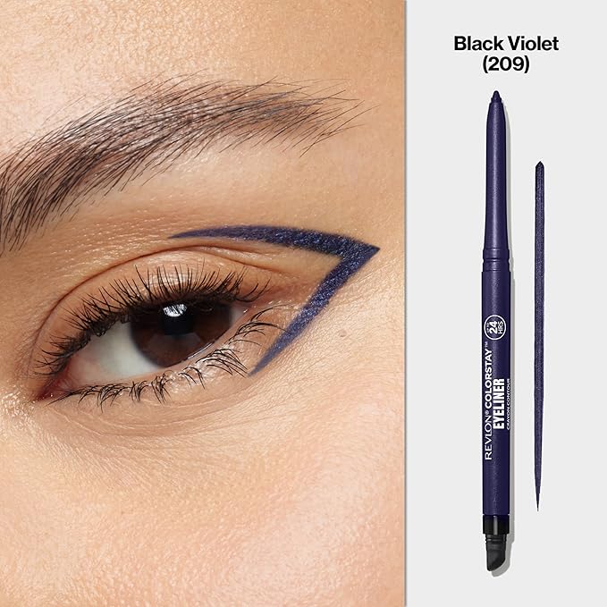 REVLON ColorStay Pencil Waterproof Eyeliner, Smudge-Proof, Eye Makeup with Built-In Sharpener, Packaging May Vary, 209 Black Violet, 0.01 oz-Velvo Beauty
