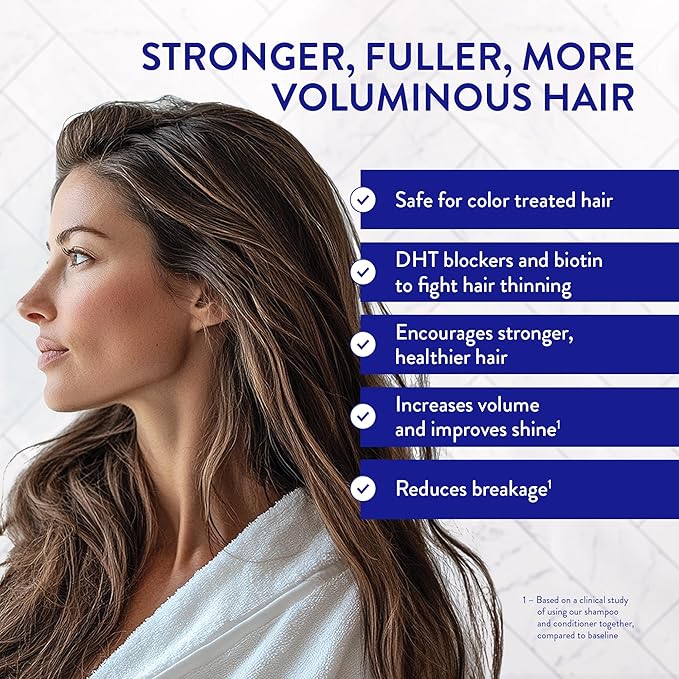 Routine Wellness Shampoo and Conditioner Set and Hair Serum for Thinning Hair - DHT Blocker Women & Men - Color Safe Shampoo for Hair Loss & Hair Growth - Unscented Set + Serum-Velvo Beauty