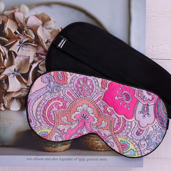 100% Pure Silk Eye Mask Sleep Eye Mask Eye Cover Eyeshade Sleeping Eye Mask Printed Colors (#12)-Velvo Beauty