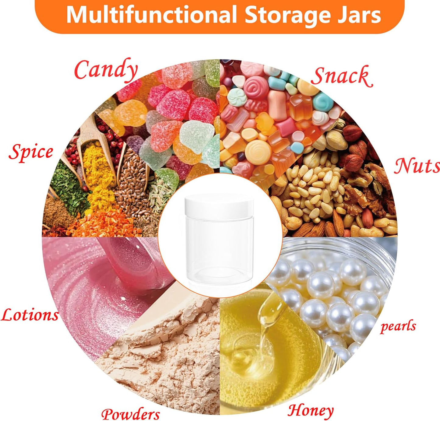 84PCS 4oz/125ml Plastic Jars with Screw On White Lids Seal Stickers Bottle Lid,Clear Container for Storing Dry Food,Spice,Lotion, Cosmetic, Slime, Honey Jam, Cream, Butter-Velvo Beauty