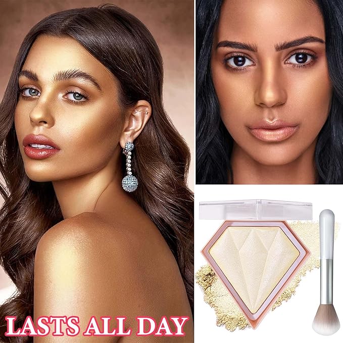 Face Glitter Blush Shimmer Waterproof Highlighter Blusher Powder,Facial Contour Corrector Long Lasting Glitter Illuminator Highlighter Palette Shimmer Highlight Makeup Palette(02#)-Velvo Beauty