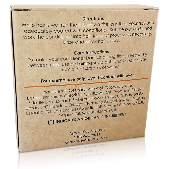 Aspen Kay Naturals Conditioner Bar, Lemongrass, 2.3 Ounce. Made With Natural & Organic Ingredients, All Hair Types including frizzy hair, Sulfate-Free, Cruelty-Free & Vegan-Velvo Beauty