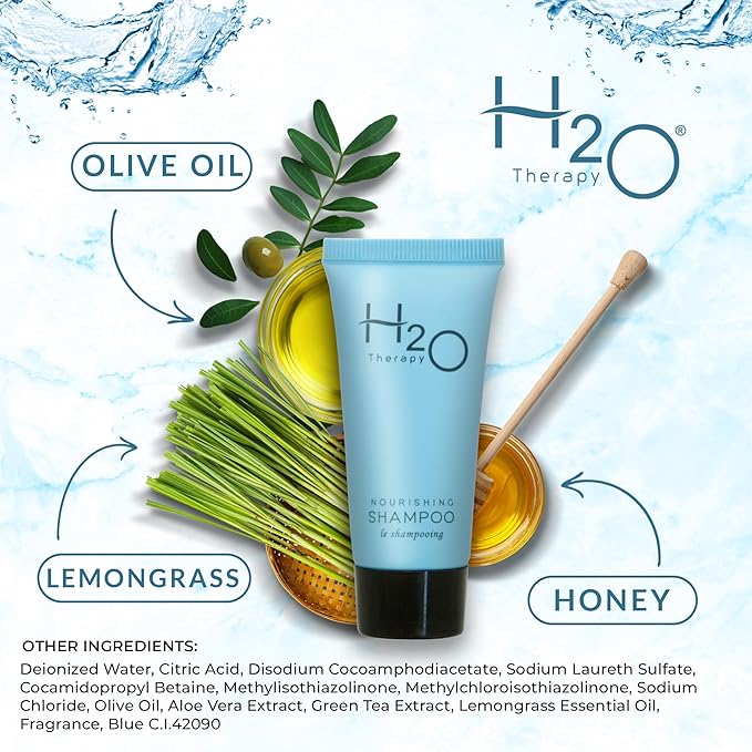 H2O Therapy Shampoo, Travel Size Hotel Hospitality, 0.85 oz (Case of 300)-Velvo Beauty