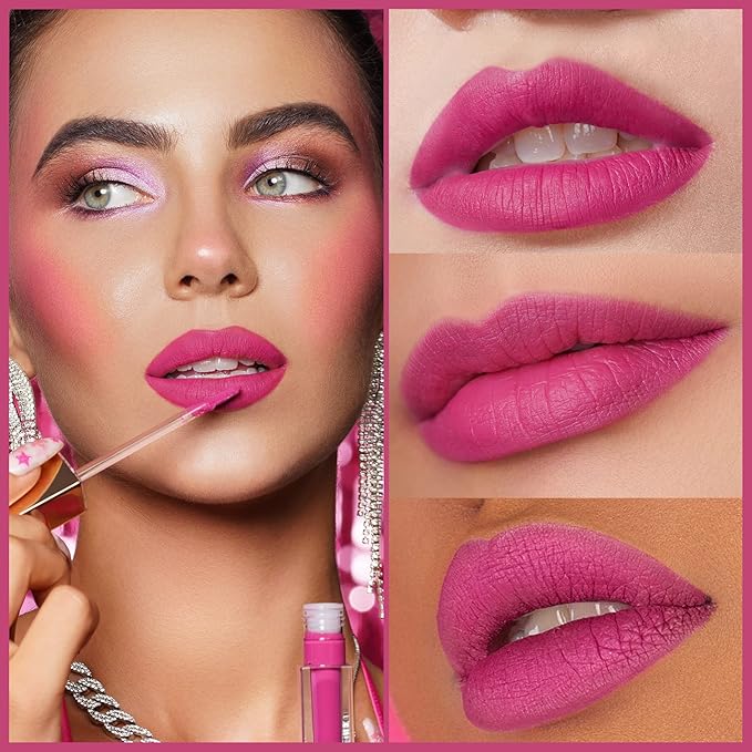 Oulac Matte Liquid Pink Lipstick for Women, Long Lasting Lipstick Waterproof Lip Stain, No Transfer, Creamy High Pigmented Formula with Rose Oil, Vegan & Cruelty-Free, Rose Pink M10-Velvo Beauty