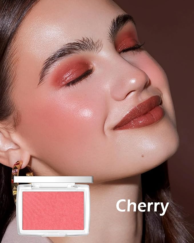 Powder Blush Palette, Matte Powder Makeup Blush for Cheeks, Natural Glow Face Blush Contour Palette, Lightweight, Smooth, Highly Pigmented Buildable Color, Long-lasting All-Day Face Enhancing -#Cherry-Velvo Beauty