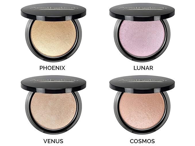 Aesthetica Starlite Highlighter - Metallic Shimmer Highlighting Makeup Powder - Cosmos (Sparkling Rose Gold)-Velvo Beauty