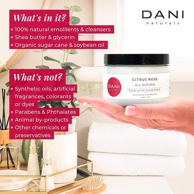 Naturals Exfoliating Sugar Scrub - Citrus Rose - Organic Cane Sugar & Shea Butter - Deep Hydration & Gentle Exfoliation for Smooth, Radiant Skin - 14 oz-Velvo Beauty