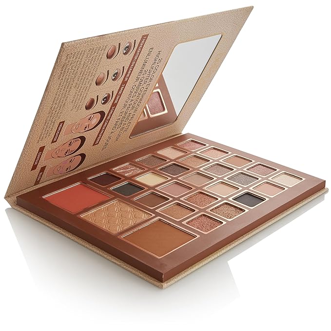 Bellapierre Nude Face & Eye Book Palette | 25 Eyeshadow Shades with Blush, Bronzer, & Highlighter | Non-Toxic & Paraben Free | Vegan & Cruelty-Free-Velvo Beauty