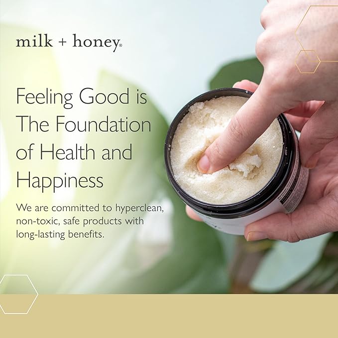 milk + honey Exfoliating Body Scrub No. 5 – Natural Sea Salt & Sugar Polish with Coconut, Lemon & Vanilla – Gentle Scrub for Sensitive Skin, Women & Men – 7 oz-Velvo Beauty