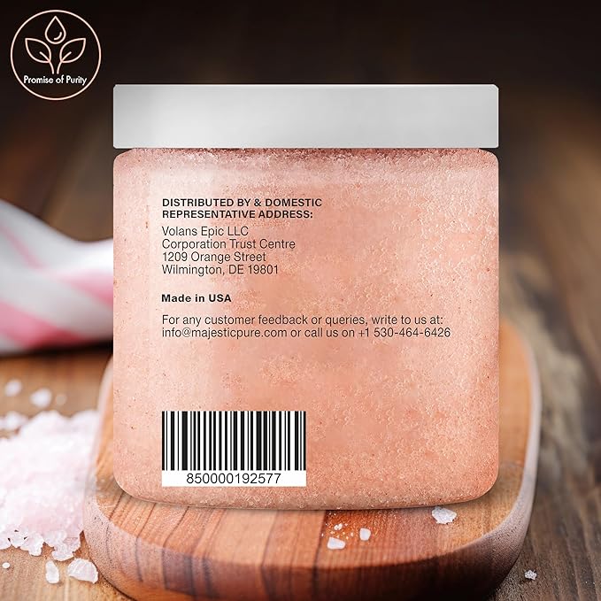 MAJESTIC PURE Himalayan Salt Body Scrub with Lychee Oil, Exfoliating Salt Scrub to Exfoliate & Moisturize Skin, Deep Cleansing - 10 oz-Velvo Beauty