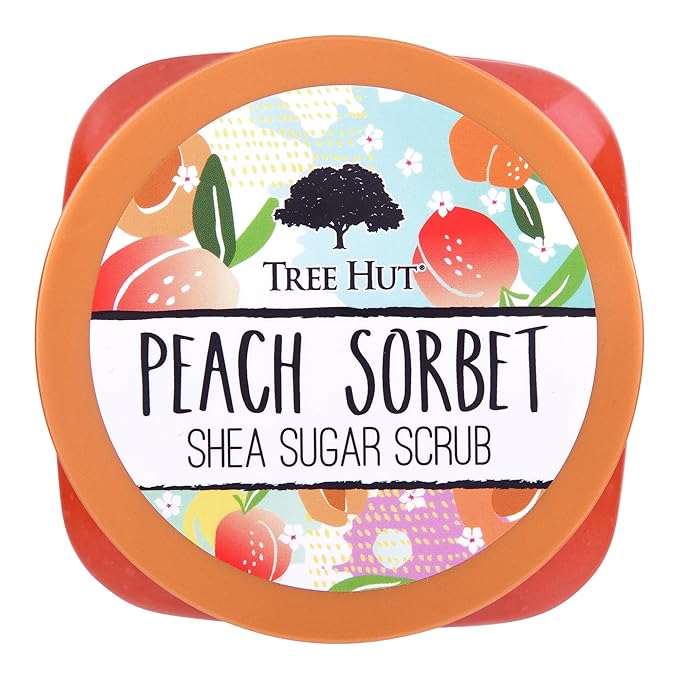 Tree Hut Peach Sorbet Shea Sugar Scrub | Exfoliating Body Scrub Removes Dead, Dry Skin for a Soft & Hydrated Feel | Nourishing Essential Body Care | 18 fl oz.-Velvo Beauty