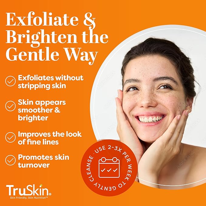 TruSkin Vitamin C Gentle Face Scrub - Brightening Daily Face Exfoliator for All Skin Types - Softens & Smooths Skin with Vitamin C, Yuzu Lemon, and Exfoliating Bora Bora White Sand - 4 Fl. Oz-Velvo Beauty