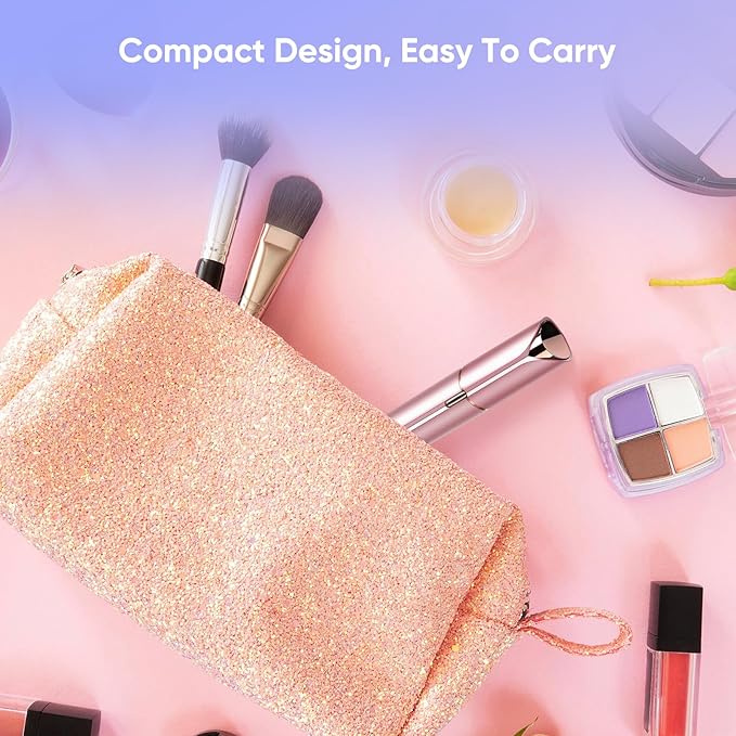 Facial Hair Remover for Women- as Seen on TV Painless Face Shaver -Mini Hair Remover, Electric Razor Shaver Portable Bikini Epilator for Lips, Chin, Armpit, Peach Fuzz, Fingers, Neck, Cheek(Rose Gold)-Velvo Beauty