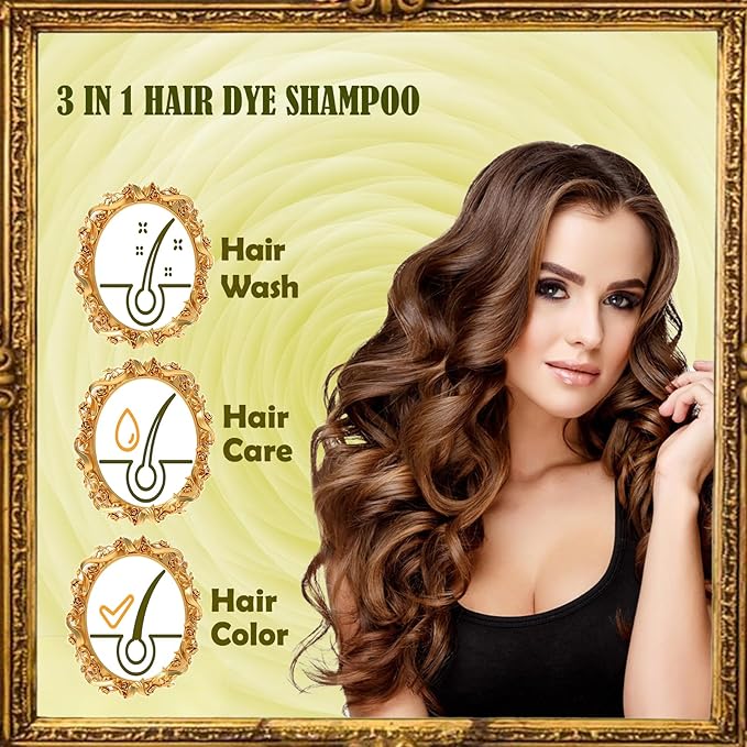 Light Brown Shampoo Para Pintar el Cabello - Instant Hair Dye Shampoo 3 in 1 Refresh Hair Color, Herbal Shampoo Hair Dye for Women Men, Easy to Use & Long Lasting Hair Color Shampoo 16.90 oz-Velvo Beauty
