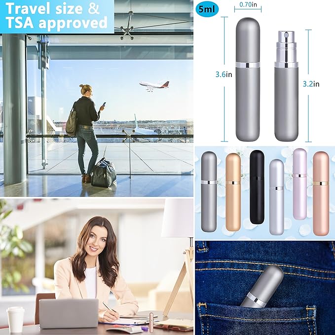 Travel Refillable Perfume Atomizer Bottle 2-Pack 5ml Leakproof Travel Perfume Refillable Bottle (Rose Gold & Rose Gold)-Velvo Beauty