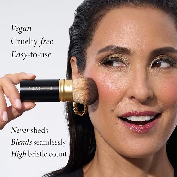 LAURA GELLER NEW YORK Retractable Airbrush Kabuki Brush for All Face Makeup & Foundation for Liquid, Cream and Powder Face Makeup With Aluminum Handle-Velvo Beauty