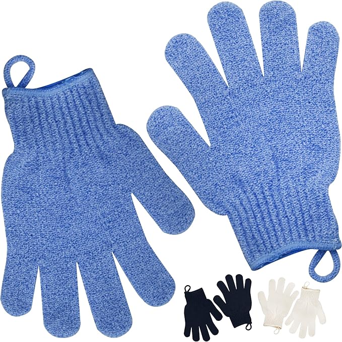 Exfoliating Glove - Body Scrub for Smooth and Soft Skin - Body Exfoliator for Ingrown Hair Dead Skin Remover and Itchy and Flaky Skin - Scrubber Shower Accessories 1 Pair Glove Mens Stocking Stuffer-Velvo Beauty