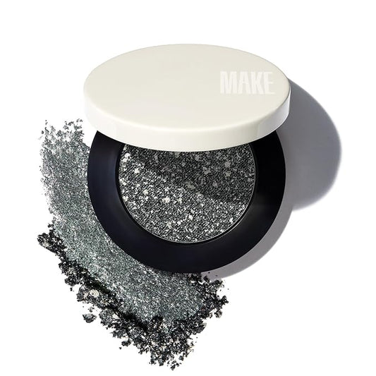 MAKE Beauty Multi-Chromatic Eye Shadow. Metal Reflecting Luminous Foil Finish Creamy, Buildable, Dimensional Long-wear, Crease-proof Powder Eyeshadow, Multichrome Shade - Stardust, Emerald Green-Velvo Beauty