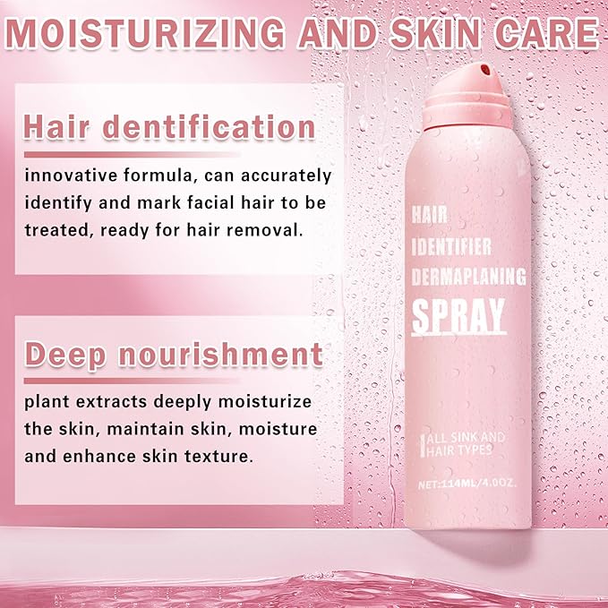 Hair Identifier Spray for Face Shaving Powder for Women Skin Body Hair IdentifyingSpray for Dermaplaning Glow Reveal Face Moisturizing Skin Care Dermaplaner Spray-Velvo Beauty