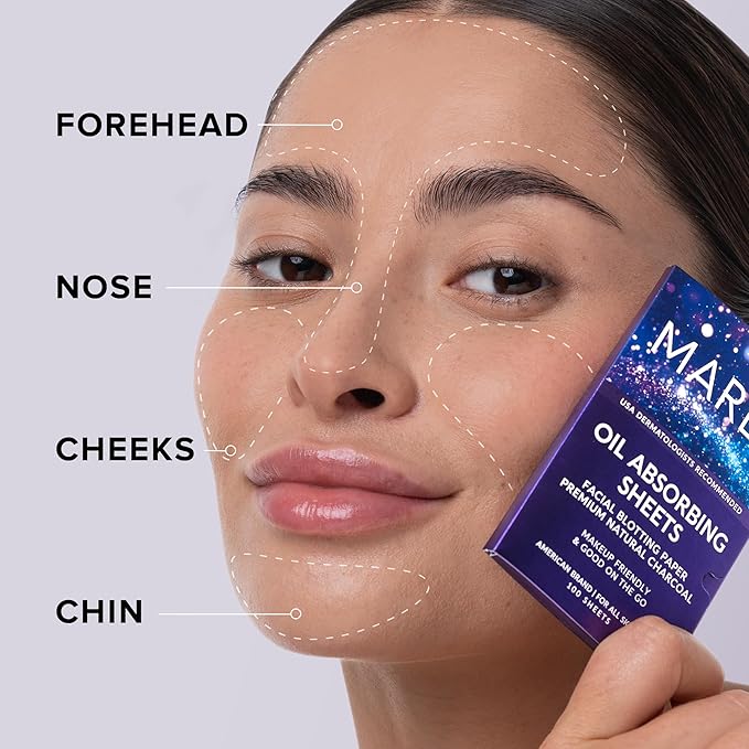 MAREE Oil Blotting Sheets for Face (100 Sheets) - Mineral Blotting Papers For Face with Bamboo Charcoal - Maximum Absorption & Shine Control - Makeup-Friendly Wipes for Oily Skin-Velvo Beauty
