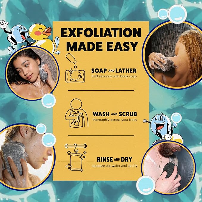 GOSHI Exfoliating Shower Sponge - Rip-Resistant, Rapid-Drying Exfoliating Bath Sponge for All Skin Types - Grey - Made in Japan-Velvo Beauty
