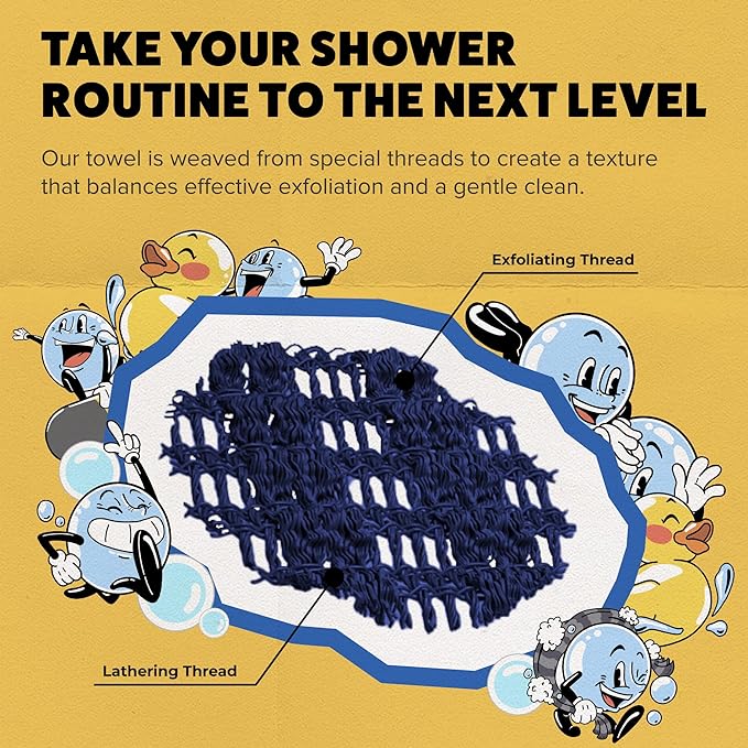 GOSHI Exfoliating Shower Towel - Rip-Resistant Exfoliating Washcloth for All Skin Types - Indigo Blue - Made in Japan-Velvo Beauty