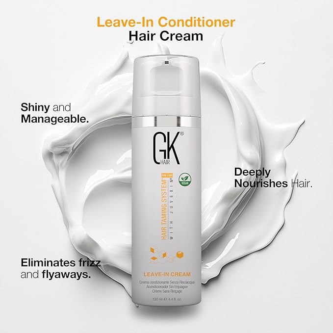 GK HAIR Global Keratin Leave In Conditioner Cream (4.4 Fl Oz/130ml) Conditioning Hydrating Smoothing Moisturizing & Frizz Control For Dry Damaged Hair Taming before Swimming or Exercise-Velvo Beauty
