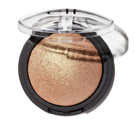 e.l.f., Baked Highlighter, Sheer, Shimmering, Hydrating, Blendable, Glides On, Creates a Radiant Glow, Nourishes, Apricot Glow, Infused with Vitamin E, Jojoba and Grape Oils, 0.16 Oz-Velvo Beauty