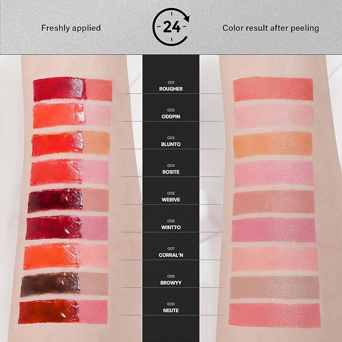 Liptique Korean Lip Stain Peel Off - 24 Hour Long Lasting Lip Tattoo, Waterproof & Transfer Proof, Nourishing & Hydrating Lip Tint for Women, Instant Plumping Lip Tints Peel Off (006 WINTTO)-Velvo Beauty