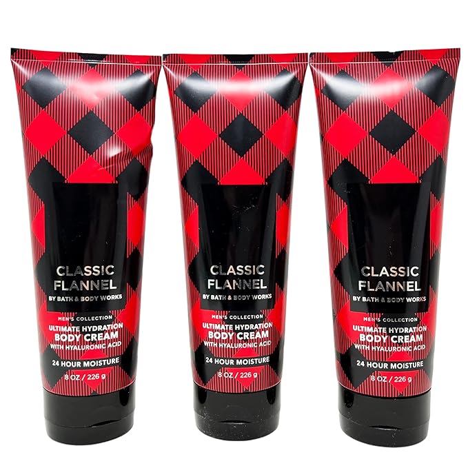 Men's Collection Classic Flannel Trio Gift Set - Includes 3 Ultimate Hydration Body Cream - Full Size-Velvo Beauty