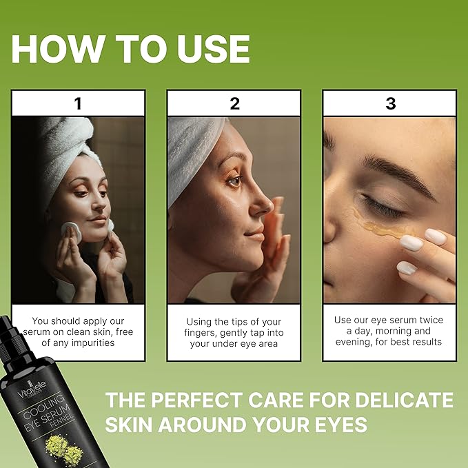 Eye Serum Under Eye Cream for Dark Circles and Puffiness – Cooling, Hydrating Under Eye Serum with Pure Fennel Extract – Eye Cream Anti Aging to Moisturize & Depuff – Zero Paraben Eye Gel by Vitavelle-Velvo Beauty