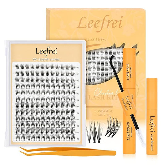 Eyelash Clusters 10-18mm Lash Clusters Wispy Kit D Curl DIY Cluster Lash Extension Kit Individual Lashes Kit With Bond & Seal, Glue Remover, Tweezers(LF04 Lashes Set)-Velvo Beauty