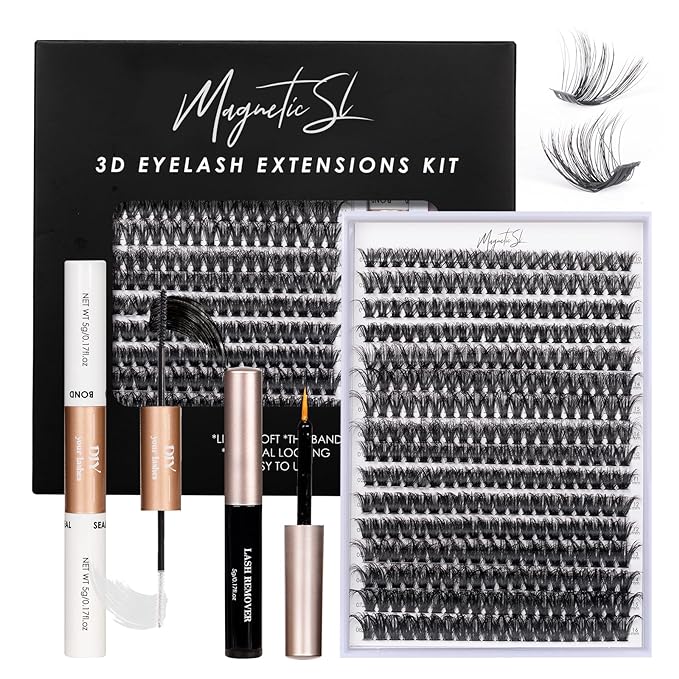 DIY Lash Extensions Kit 320pcs Individual Lashes Clusters 60D 80D D Curl Eyelash Extension Kit with Applicator and Lash Bond&Seal,Clusters Lash Glue Remover For False Eyelash Mix 10-16mm (60D+80D KIT)-Velvo Beauty