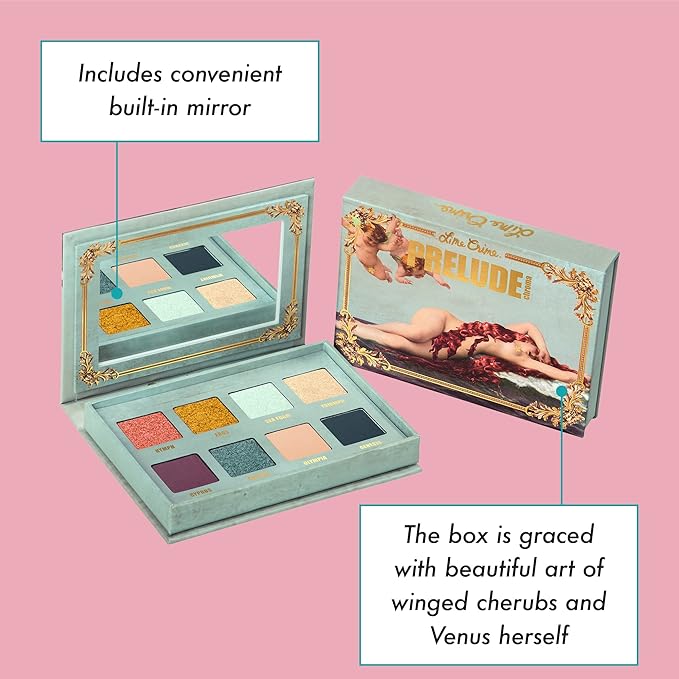 Lime Crime Eye & Face Palette, Prelude, Chroma - 8 Highly Pigmented Matte & Metallic Shades of Golds, Deep Purple & Teal - Highly Pigmented Color & Easy to Blend - Mirrored Box - Vegan-Velvo Beauty