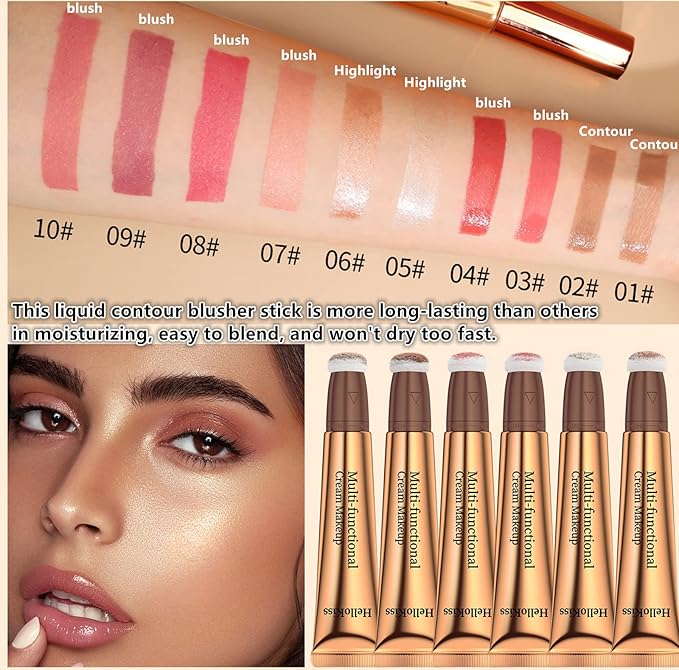 Go Ho Liquid Blush Beauty Wand,Blendable Super Silky Cream Blush Stick,Face Moisturizing Contour Blush Stick with Fine Cushion Applicator,Cruelty-free,003# Medium Pink-Velvo Beauty
